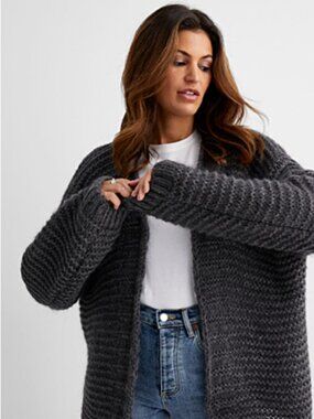 Contemporaine super soft mohair charcoal oversized cardigan (S)